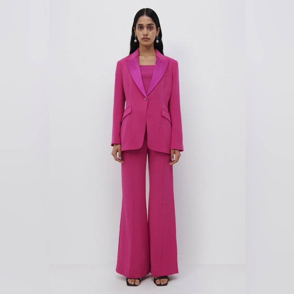 6. NWT JONATHAN SIMKHAI JESSIE BLAZER & LESLIE BOOTCUT PANT SET IN BOUGAINVILLEA
